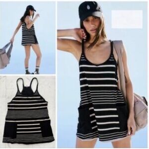 Black and White Striped Tank Dress lined